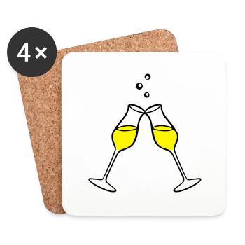 Glas, Sekt 2farbig - Untersetzer (4er-Set) - Weiß - Vorne