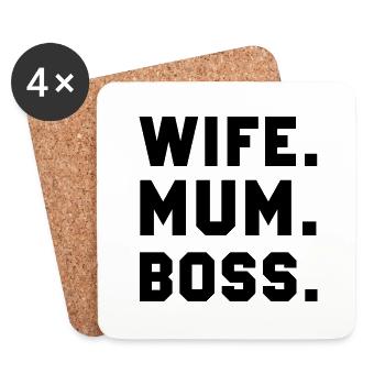 Wife Mum Boss - Untersetzer (4er-Set) - Weiß - Vorne