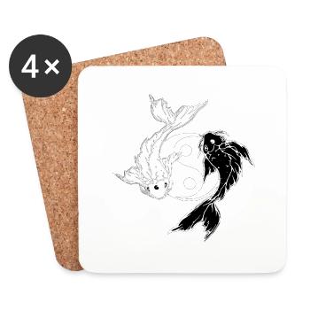 Ying Yang inversé - Dessous de verre (lot de 4) - blanc - Devant