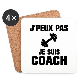T-shirts Je Peux Pas je SUIS COACH - Dessous de verre (lot de 4) - blanc - Devant