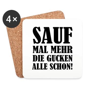 sauf_mal_mehr_01 - Untersetzer (4er-Set) - Weiß - Vorne