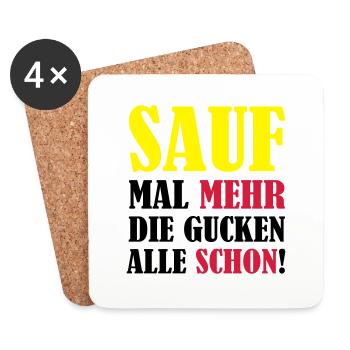 sauf_mal_mehr_02 - Untersetzer (4er-Set) - Weiß - Vorne