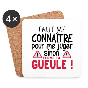 citation connaitre juger ferme ta gueule - Dessous de verre (lot de 4) - blanc - Devant