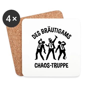 Des Bräutigams Chaos-Truppe (JGA Bier Team Saufen) - Untersetzer (4er-Set) - Weiß - Vorne