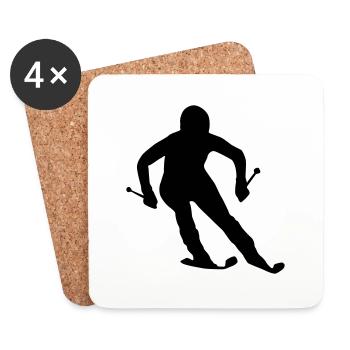 ski fahrer silhouette - Untersetzer (4er-Set) - Weiß - Vorne