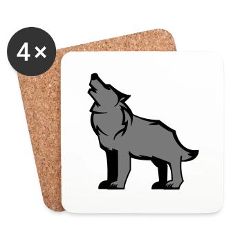wolf_02 - Dessous de verre (lot de 4) - blanc - Devant