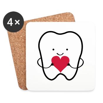 zahn_liebe_02 - Coasters (set of 4) - white - Front