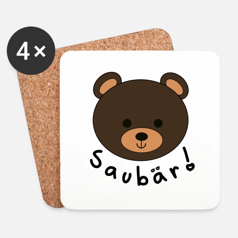 SauBär - Untersetzer (4er-Set) - Weiß