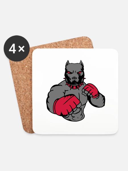 dog_fighter_002 - Untersetzer (4er-Set) - Weiß