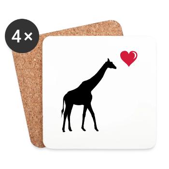 girafe love - Dessous de verre (lot de 4) - blanc - Devant