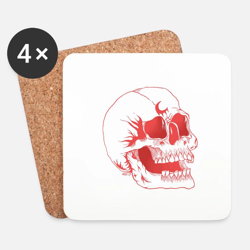 skull_rouge_shit - Untersetzer (4er-Set) - Weiß