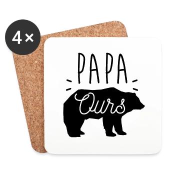 Papa ours - Dessous de verre (lot de 4) - blanc - Devant