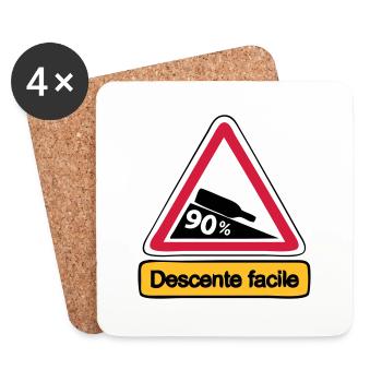 90 descente facile humour alcool - Dessous de verre (lot de 4) - blanc - Devant