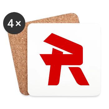 Lettre R Lettre R logo cadeau rouge - Dessous de verre (lot de 4) - blanc - Devant