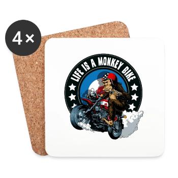 Monkey Bike - Untersetzer (4er-Set) - Weiß - Vorne