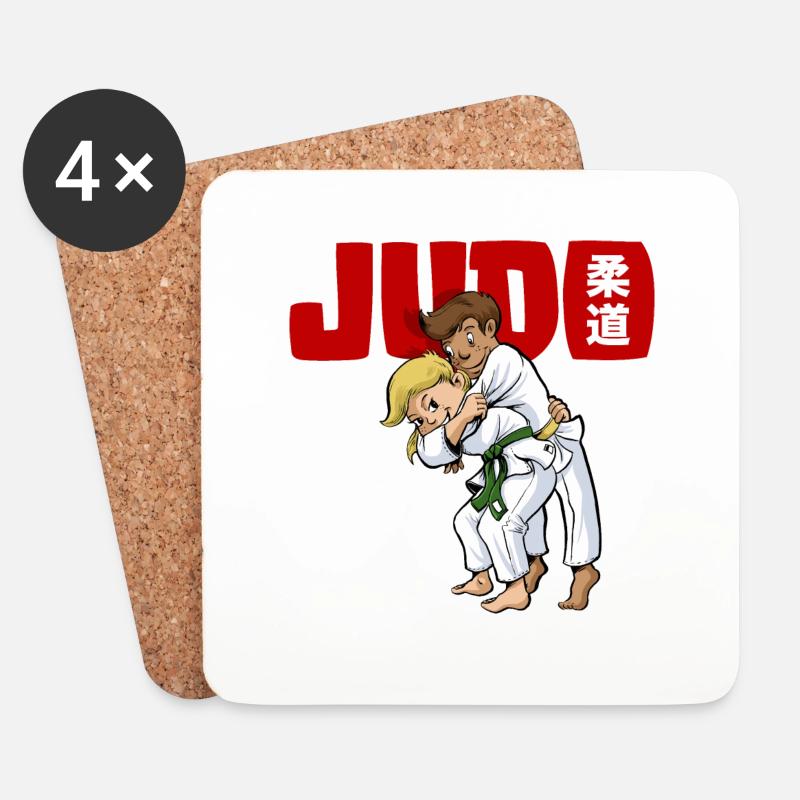 Kinder Judo - Untersetzer (4er-Set) - Weiß