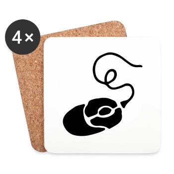 Gamer Gift Mouse / Mouse - PC - Coasters (set of 4) - white - Front