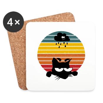 VINTAGE RÉTRO CHAT - Dessous de verre (lot de 4) - blanc - Devant