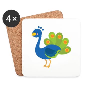 peacock - Coasters (set of 4) - white - Front