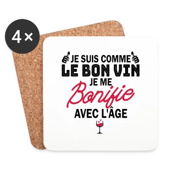 je suis comme le bon vin je me bonifie avec l'âge - Dessous de verre (lot de 4) - blanc - Devant