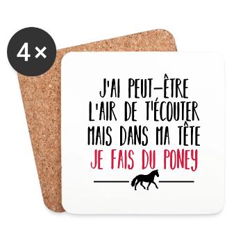 je fais du poney - Dessous de verre (lot de 4) - blanc - Devant