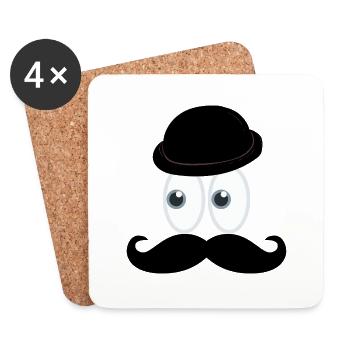 détective moustache chic - Dessous de verre (lot de 4) - blanc - Devant