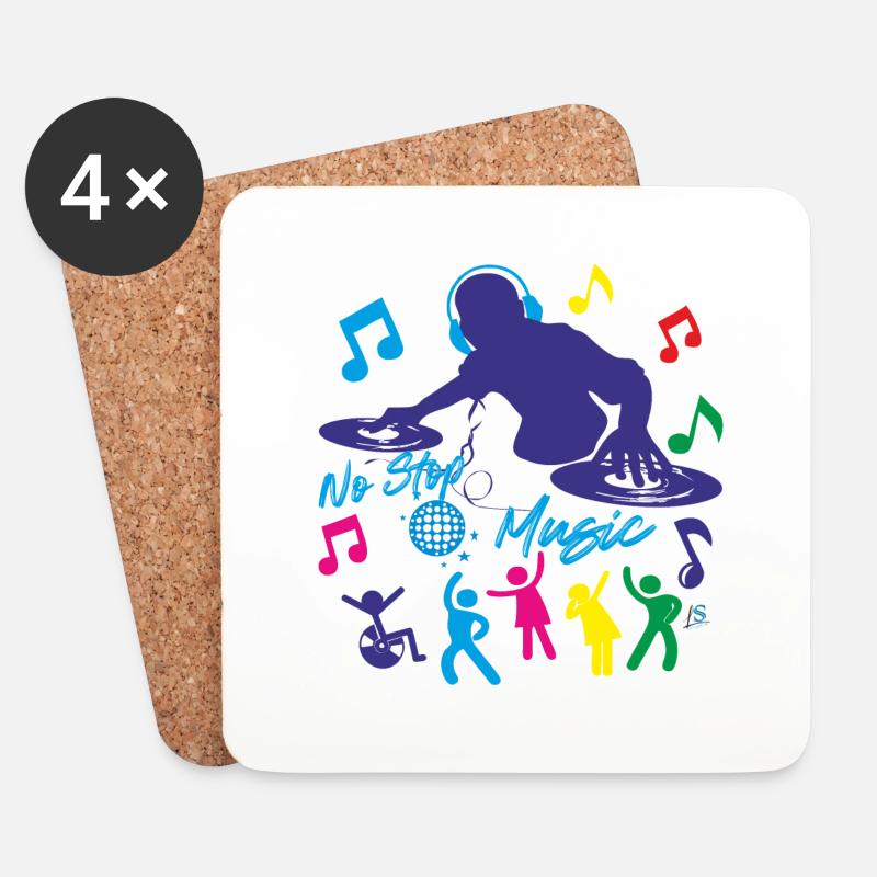 Deejay - No stop Music - Coasters (set of 4) - white