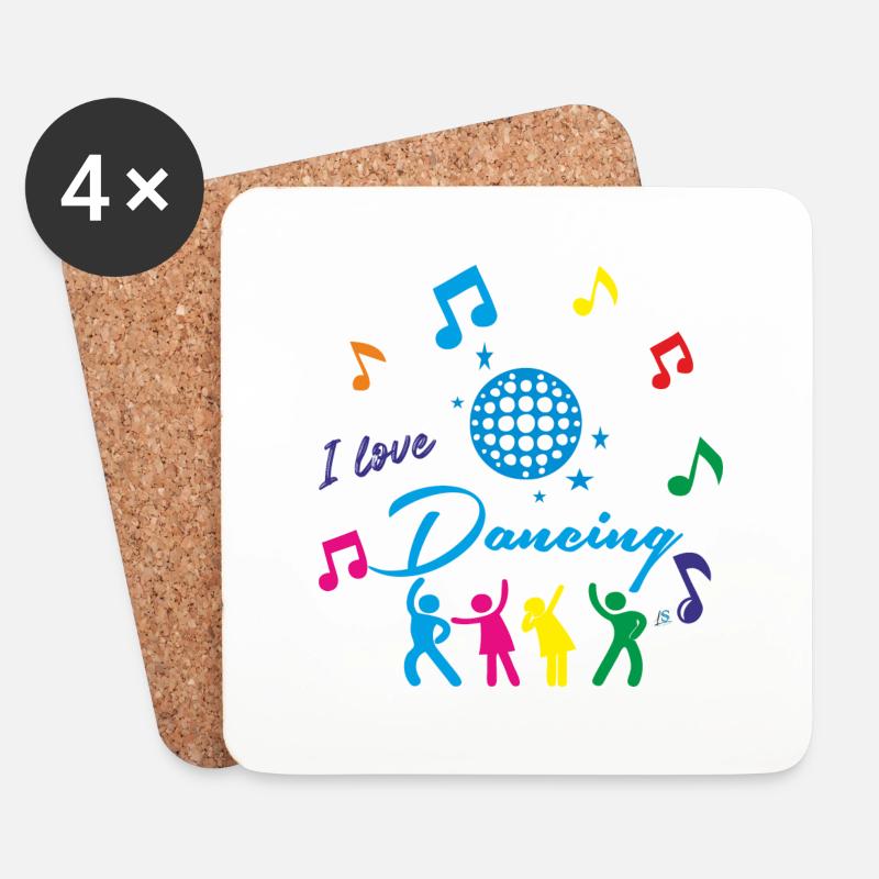 J'aime danser - Dessous de verre (lot de 4) - blanc