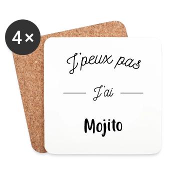 J'peux pas j'ai mojito, humour alcool - Dessous de verre (lot de 4) - blanc - Devant