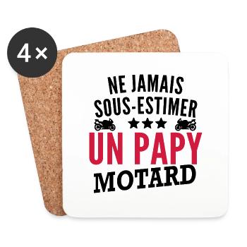 ne jamais sous estimer un papy motard - Dessous de verre (lot de 4) - blanc - Devant