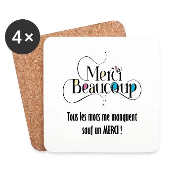 Tous les mots me manquent sauf un : Merci ! - Dessous de verre (lot de 4) - blanc - Devant