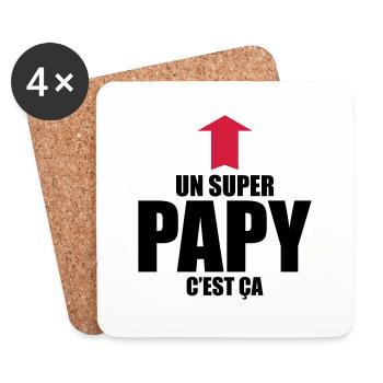 un super papy c'est ça - Dessous de verre (lot de 4) - blanc - Devant