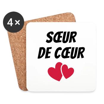 Sœur de cœur - Dessous de verre (lot de 4) - blanc - Devant