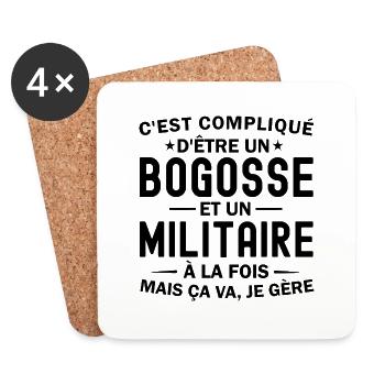 bogosse et un militaire à la fois - Dessous de verre (lot de 4) - blanc - Devant