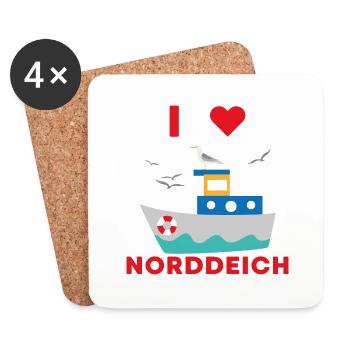Ich liebe Norddeich Norden Ostfriesland Nörddiek - Untersetzer (4er-Set) - Weiß - Vorne