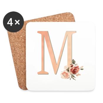 M Brief mit Blumen - Untersetzer (4er-Set) - Weiß - Vorne