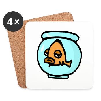 Bored fish - Coasters (set of 4) - white - Front