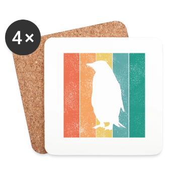 Pinguin Pinguine Tier Eis Südpol Retro Geschenk - Untersetzer (4er-Set) - Weiß - Vorne