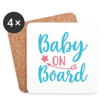 Bébé à bord 2021 - Dessous de verre (lot de 4) - blanc - Devant
