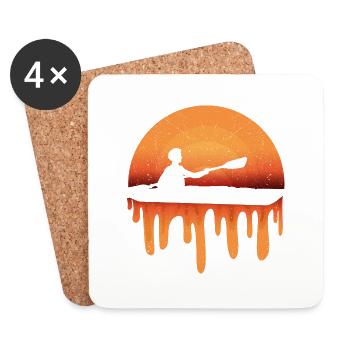 Retro Sunset Kayaker Lake Kajak-Paddleboard - Untersetzer (4er-Set) - Weiß - Vorne