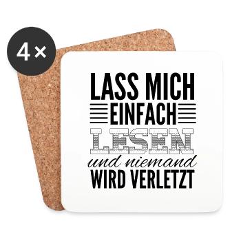 Lass mich einfach lesen und niemand wird verletzt - Untersetzer (4er-Set) - Weiß - Vorne