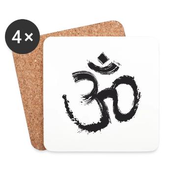 Om Mantra Black Yoga Meditation Pilates - Coasters (set of 4) - white - Front