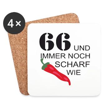 66 und scharf wie Chili - Untersetzer (4er-Set) - Weiß - Vorne