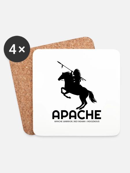 Alles über Apache, Apache Indian, Apache hoodies, A - Untersetzer (4er-Set) - Weiß