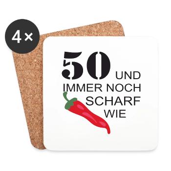 50 und scharf wie chili - Untersetzer (4er-Set) - Weiß - Vorne