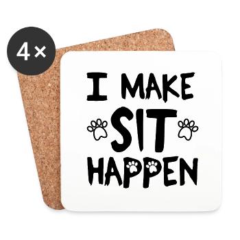 I MAKE SIT HAPPEN - DOG LOVE - Dessous de verre (lot de 4) - blanc - Devant