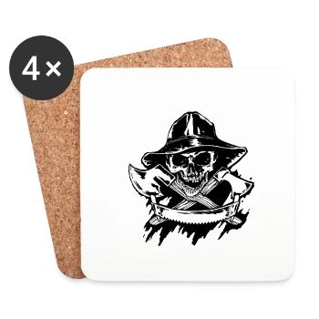 Artisans de charpentier avec outil - Dessous de verre (lot de 4) - blanc - Devant