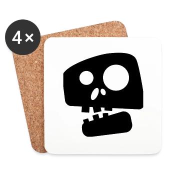 Lustiger Totenkopf - Untersetzer (4er-Set) - Weiß - Vorne