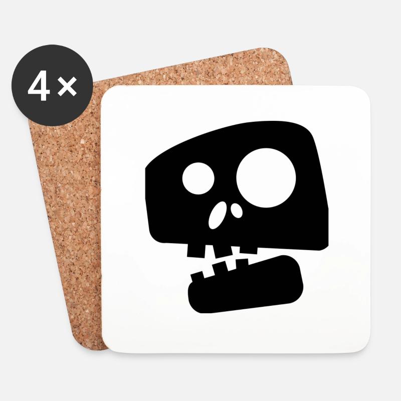 Lustiger Totenkopf - Untersetzer (4er-Set) - Weiß