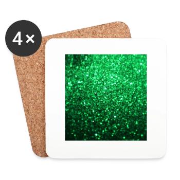 Funkelnder grüner Glitter - Untersetzer (4er-Set) - Weiß - Vorne